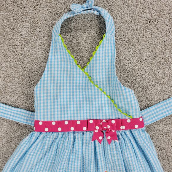 Emily Rose Unicorn Dress 18mo Blue Gingham Check Seersucker Halter Sundress - Picture 7 of 14